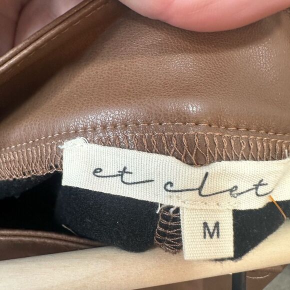 Etclet Brown Faux Leather Pleated Pants Size M - Picture 5 of 7